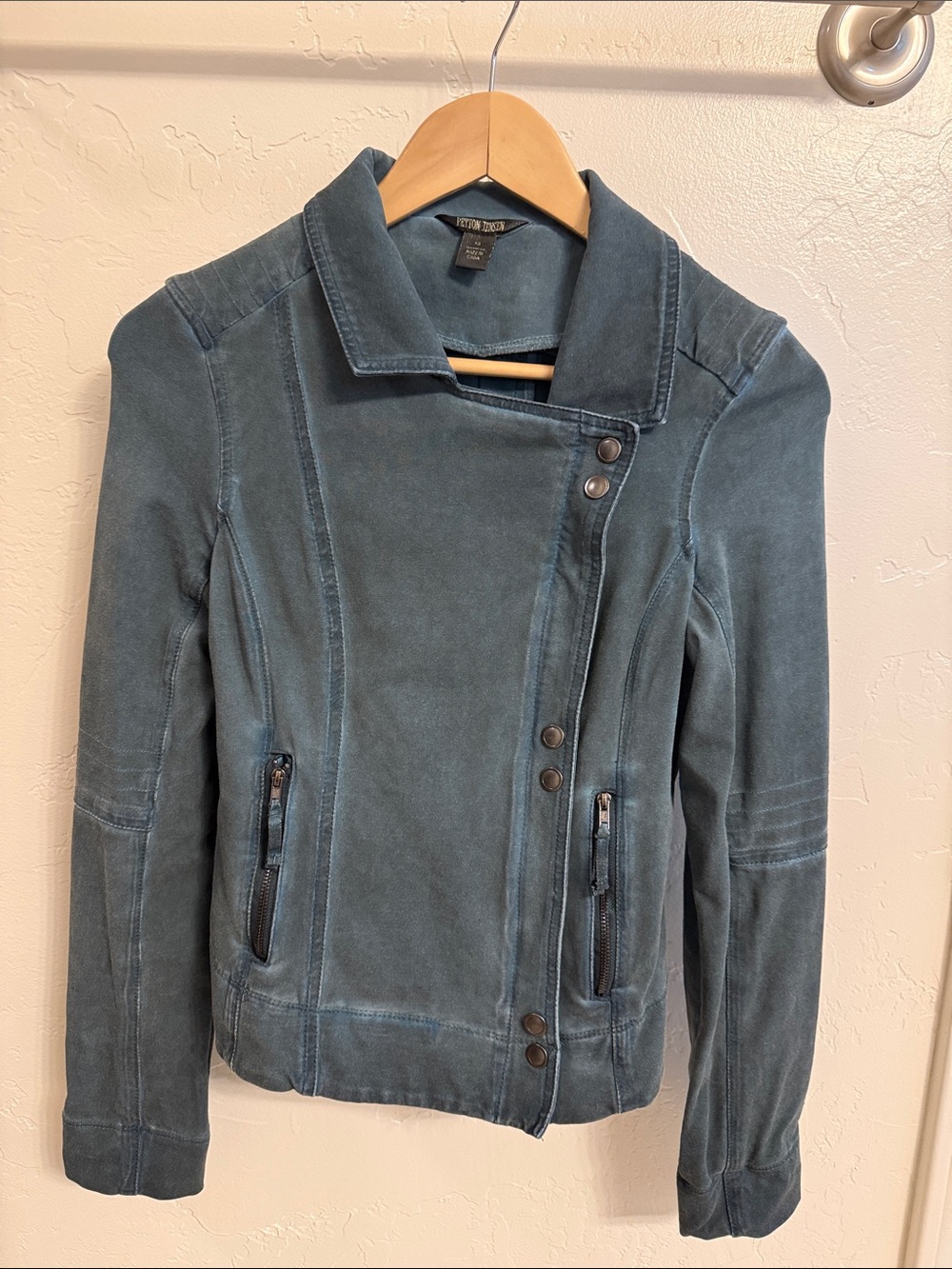 Teal Asymmetrical Moto Jacket